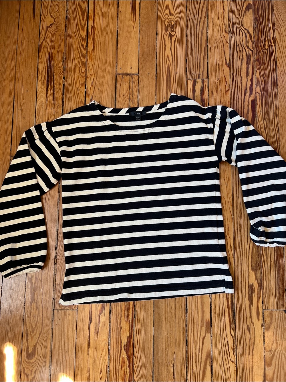 J. Crew Striped Knit Top - Puff Shoulder & Sleeve